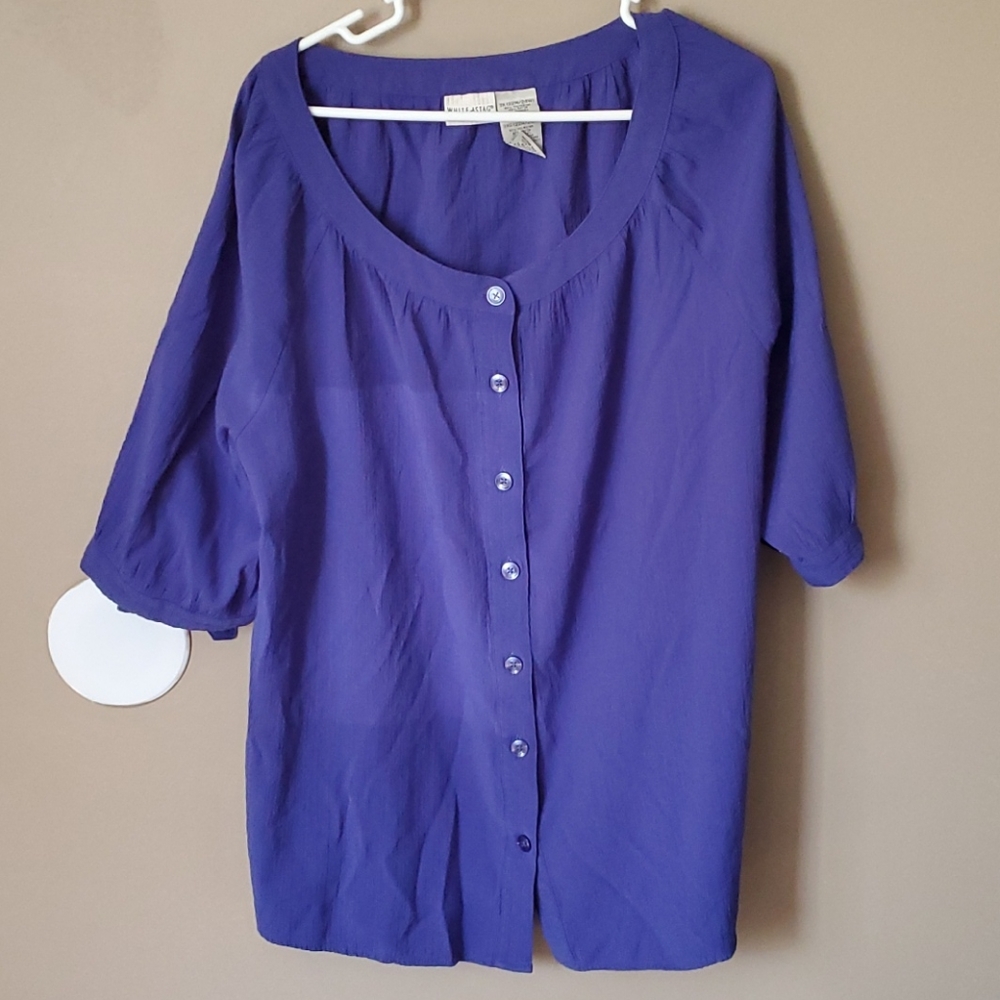 3X 22W/24W White Stag Womens Blue Blouse